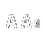 ChicSilver Sterling Silver Letter A Earrings Trendy Stud Earrings with Initial Hypoallergenic Jewelry Gift for Women Daughter Sister Sensitive Ear
